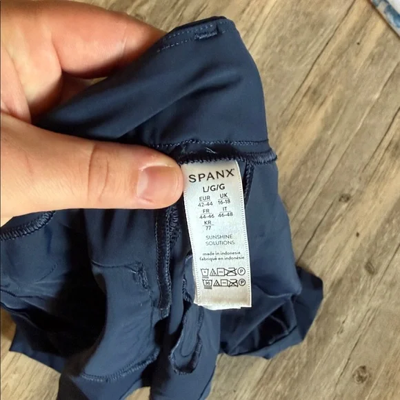 Spanx Sunshine Shorts Size Large 6” UPF 50+ Navy Blue Swim Golf Sporty Pull On - Picture 7 of 7